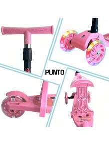 Patineta Scooter Infantil de 2 Niveles con luz y asiento plegable - Rosa - Ver 5