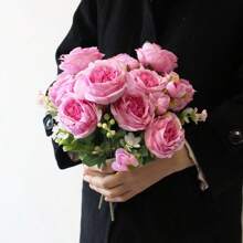 3PCS, Artificial Wedding Bouquet Of Roses, Imitation Plant Plastic Love Grass Fruit Foam Ball Combination Of Flowers, 31CM Long, Easter Mother's Day Wedding Decoration, Daily Party Activities Decoration, Hand Bouquet, Home Indoor And Outdoor Decoration, Table Decoration, Vase Decoration, Fireplace Wall Decoration, Outdoor Yard Decoration Gifts Birthday Graduation