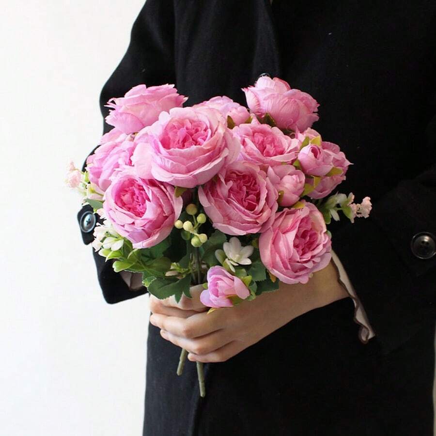 3PCS, Artificial Wedding Bouquet Of Roses, Imitation Plant Plastic Love Grass Fruit Foam Ball Combination Of Flowers, 31CM Long, Easter Mother's Day Wedding Decoration, Daily Party Activities Decoration, Hand Bouquet, Home Indoor And Outdoor Decoration, Table Decoration, Vase Decoration, Fireplace Wall Decoration, Outdoor Yard Decoration Gifts Birthday Graduation