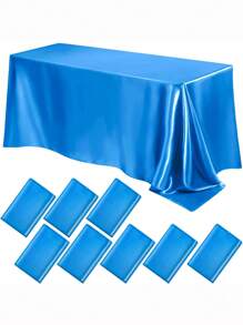1pc Satin Tablecloth, Rectangular Tablecloth, Shiny Tablecloth, Smooth Material Tablecloth, Suitable For Christmas, Wedding, Party, Birthday Party Table Decoration (Navy Blue) - Multicolor - View 20