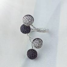 1 chiếc nhẫn hở đính hạt thời trang tối giản, thích hợp để đeo hàng ngày - Bạc - Xem 2