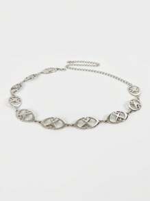 1pc Silver Star Decor Adjustable Metal Waist Chain, Suitable For Dresses, Pants, Daily Wear, Travel, Party, Halloween