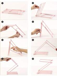 1pc Pink 4-Layer Foldable Hair Accessory Storage Box, Multi-Function Desktop Display Stand For Headbands, Hairbands, Home Decor Vertical Storage, Kitchen Towel Rack, Rectangular Plastic Jewelry Storage Box With Desktop Mount, Suitable For Men And Women Gifts, Hanging Jewelry Storage Box Back To School