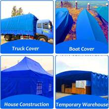 Heavy Duty Waterproof Tarpaulin, PVC Material, UV & Tear Resistant, With Grommets & Reinforced Edges, For Outdoor Protection, Roof, Camping, Patio, Pool, Boat, Car - Multipurpose Use, Multipurpose Tarp|Vibrant Blue Tarp|Uv Resistant Tarp - Blue - View 7