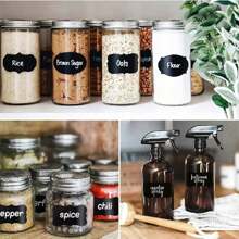 120pcs Black Reusable Waterproof Label Stickers, Wave Pattern For Kitchen Food Storage Containers, Jars, Spices, Food, Includes 1 White Chalk Marker - Multicolor - View 5