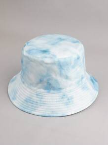 1 Pc Unisex Couple Tie-Dye Printed Reversible Bucket Hat, Casual Minimalist Style, Suitable For Daily Casual And Outdoor Activities