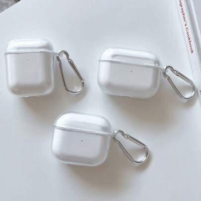 简约纯色材质，1个透明耳机防震保护套，带耳机挂钩，兼容苹果真无线耳机，也适用于Galaxy Buds 2 Pro和Galaxy Buds 3 Pro。适合自用或作为春季生日礼物。