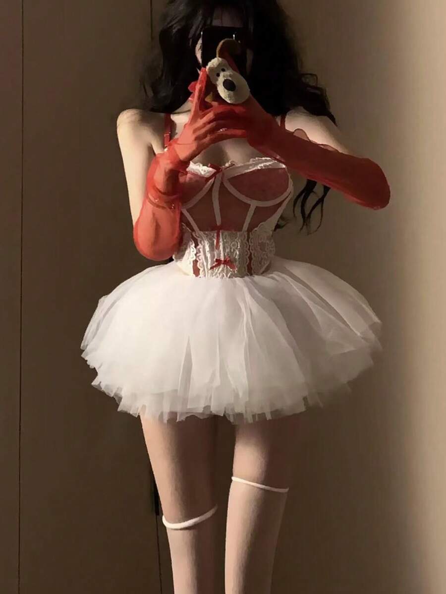 1 件女式成人 3 层 6 褶缎带公主芭蕾舞短裙