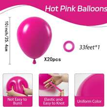 10/20/30/40/50 个玫瑰红气球 18/12/10/5 英寸，桃色乳胶派对气球，适用于婚礼、订婚、新娘、单身、热带生日派对装饰 - 玫紅色 - 查看 10