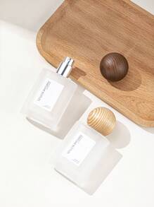 [Popular Choice] 1pc, 30ml Minimalist Style Perfume Refill Bottle, With Wooden Cap, Glass Material, Mist Sprayer, Suitable For Customized Perfume - Brown - View 4