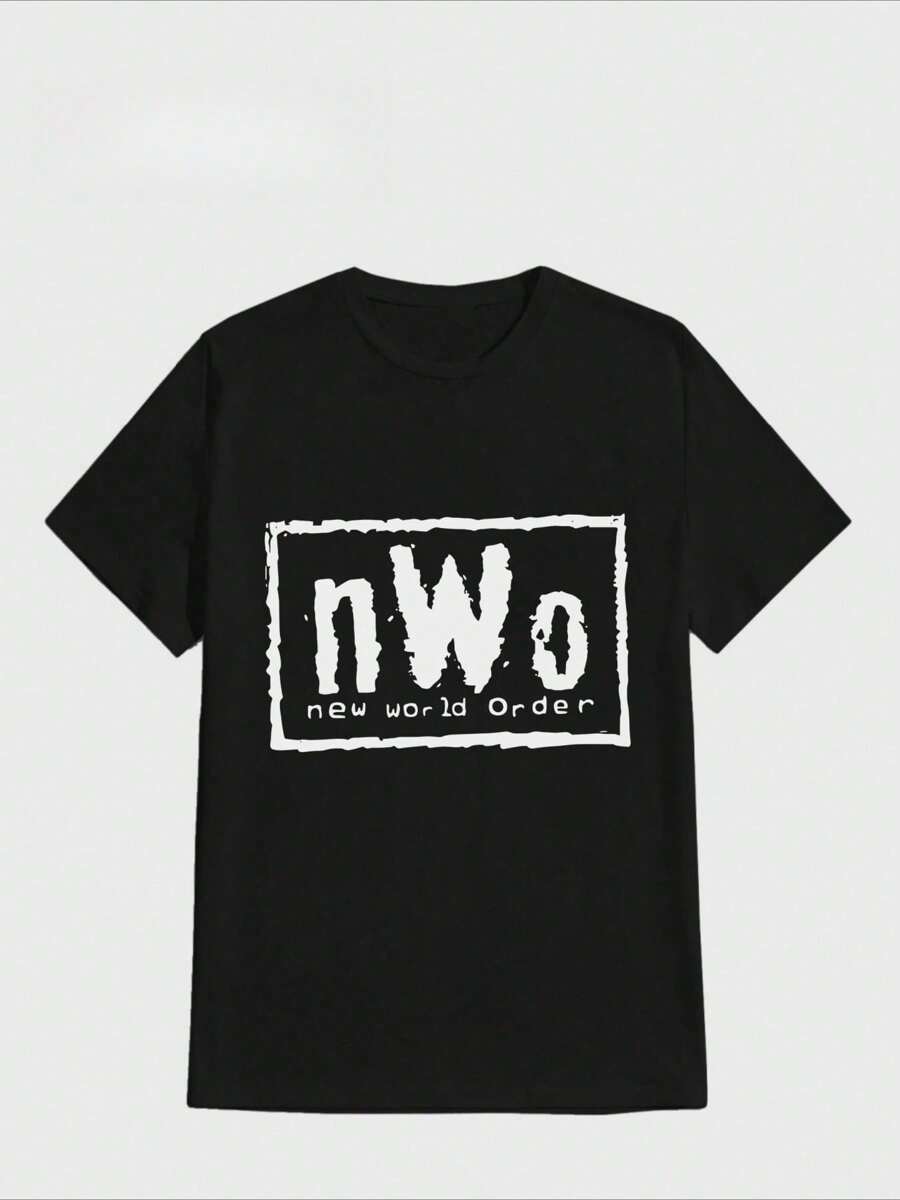 Camisa de hombre oficial de la WWE NWO NWO Nuevo Orden Mundial Casual Impresión Digital Pura Camisa de Algodón Pesado