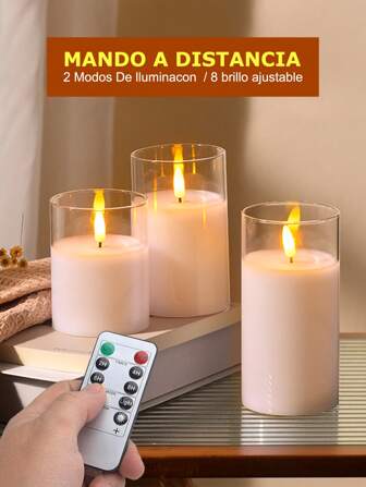 3-Pack Electronic Decorative LED Candle Lights With Remote Control Timer, Outdoor Electric Pillar Candles, Battery Powered Candle Lights, 3-Piece Realistic Flame Electronic Pillar Candles, Warm Flame, Birthday Wedding Props, For Lanterns Yard Christmas Home Decor Easter Gifts Graduation