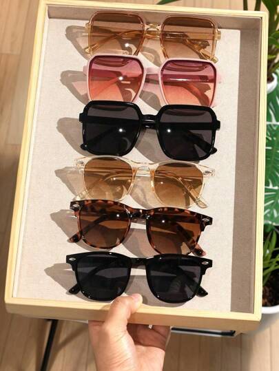 6 Pairs Of Youth Geometric Frame Elegant Modern Minimalist Style Fashion Glasses Combination - Suitable For Outdoor Travel Driving Camping Street Photography Accessories