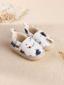 1 Pair Toddler Boys Cartoon Solid Color Fabric Slip-On Casual Cute Athletic Shoes, Suitable For Indoor Wear, Spring/Autumn - White - View 2