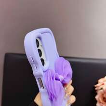 1pc Candy Wavey Shape Smooth Oil Painting, Cute Bow Decor Phone Case, Full Coverage Anti-Drop Protective Cover Compatible With Iphone 16/15 Pro Max, Redmi Note 11 4G, Galaxy A55, Infinix Note 30, Moto E30, Floral Decor, Faux Pearl Embellishment, Minimalist Design, Suitable For Daily Use And Outdoor Carrying, Perfect Protection For Your Phone