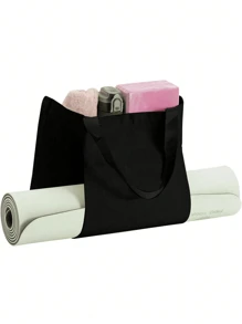 1 件女士瑜伽垫袋，大容量瑜伽垫收纳袋，便携式帆布手提袋适合普拉提、旅行、办公室、海滩锻炼，可用作沙滩袋或购物袋 - 彩色 - 查看 5