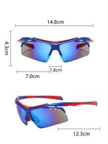 1 pieza Gafas deportivas de moda con media montura, lentes de colores contrastantes y patillas, cómodas para brindar sombra para actividades al aire libre como ciclismo, correr, senderismo y camping, para hombres y mujeres