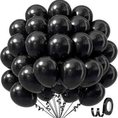 10/20/30/40/50 st svarta ballonger 18/12/10/5 tum, svarta latexballonger för examen, halloween, födelsedagsfest, dekorationer