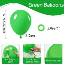 10/20/30/40/50 个绿色气球 18/12/10/5 英寸，绿色乳胶派对气球适合生日、圣诞节派对、派对、丛林派对、足球、热带野生动物派对、派对装饰
