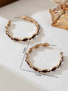 1 Pair Fashion Simple Red Hoop Earrings, European Style Vintage Exaggerated Personalized Alloy Earrings, Weighs About 18g, Suitable For Women Daily Wear And Travel