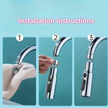 Cabeça de torneira de cozinha giratória universal de 360°, extensor de torneira de braço mecânico multimodo, extensor de torneira antirrespingo com interface de cobre e aço inoxidável para torneira comum, torneira de cozinha, pia, acessórios para bacia, decoração de banheiro, decoração de outono, volta às aulas