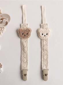 2 件/包或 1 件熊和蕾丝婴儿奶嘴链、奶嘴夹、牙胶玩具挂绳、婴儿防丢失带