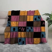 Nightmare Before Christmas Sally Patchwork Print Flannel Throw Blanket - Cozy All Season Soft Blanket For Couch, Bed & Halloween Decor | Ideal Gift For Gothic Fans, Movie Lovers & Spooky Season Enthusiasts - 白色 - 查看 1