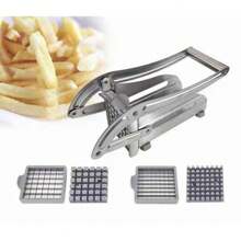 Cortador de patatas manual de acero inoxidable para uso doméstico, cortador de pepinos, cortador de verduras para hacer patatas fritas, máquina multifuncional para cortar patatas. - Plateado - Ver 2