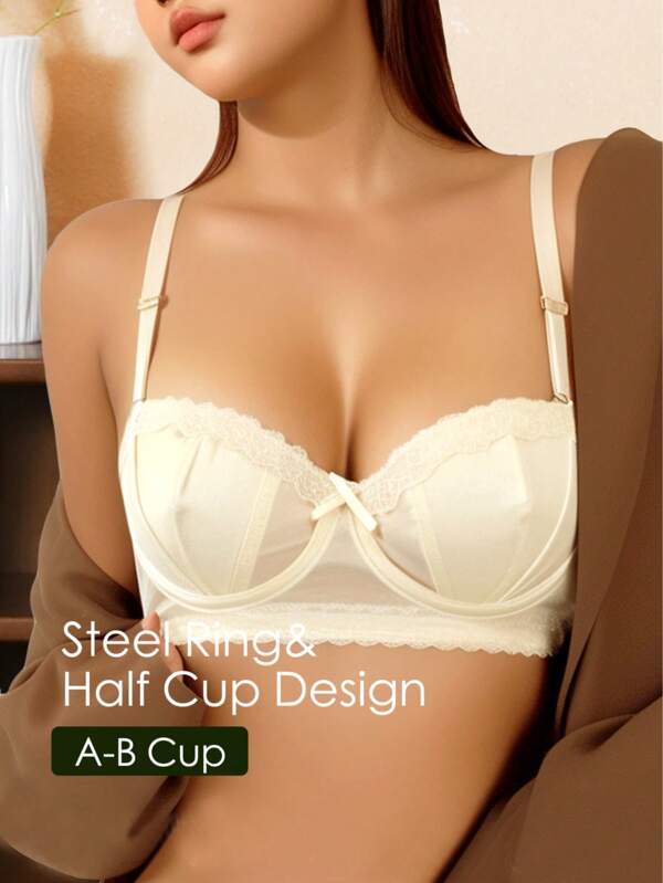 Loungeista حمالة صدر نسائية رفيعة بكأس AB، مانعة للانخفاض ورافعة، حمالة صدر دانتيل جذابة ذات سطح ناعم للصدور الصغيرة