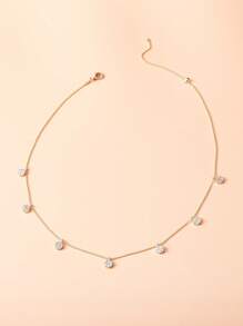 1 chiếc vòng cổ choker hình giọt nước và mặt dây chuyền tròn thời trang tối giản thanh lịch bằng đồng Cubic Zirconia, đa năng để đeo hàng ngày, quà tặng cho bạn gái, mẹ, vợ - dây chuyền giọt nước - Xem 6