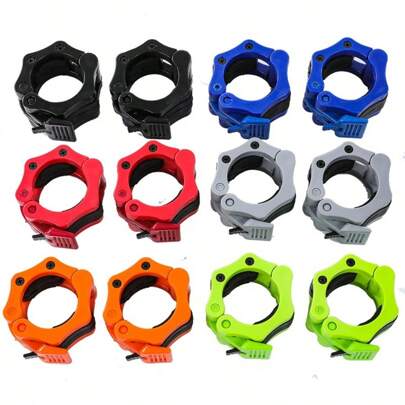 2 st. snabbkopplingar för skivstångsklämmor, högdensitetsplast med hög hållfasthet, för viktskivor, lämplig för fitnessträning, flera färger tillgängliga gymtillbehör, sport, gym, hemmaträning, sporttillbehör, gymtillbehör, CrossFit-tillbehör