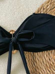 بكيني نسائي بدون حمالات ذو طراز بوهو مع أشرطة قابلة للفصل ، للشاطئ والعطلات