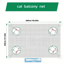 Widened Green Cat Balcony Net, 196.85*157.48 Inches - Anti-Bite Polyester, Easy To Install, Ensuring Pet Safety And Protection