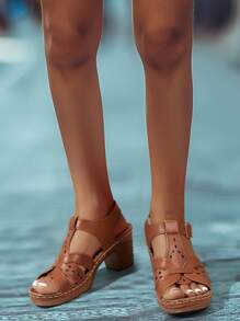 Giày sandal đế dày đế giữa đế xuồng ... - màu nâu - Xem 7