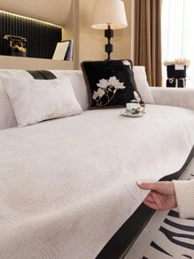 1pc Anti-Slip Washable Chenille Sofa Cushion Cover, Suitable For All Seasons, Anti-Slip, Dirt-Resistant And Scratch-Resistant, Simple Yet Luxurious, Fits Living Room And Bedroom, Pet-Friendly, Excluding Backrest, Armrest And Pillow Covers