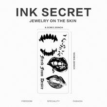INK SECRET 1PC Lip Print Waterproof Herbal Tattoo Stickers For Men And Women, Handsome And Cool Symbols, Arms, Calves, Waist, Collarbone, Chest And Back - Black - View 6