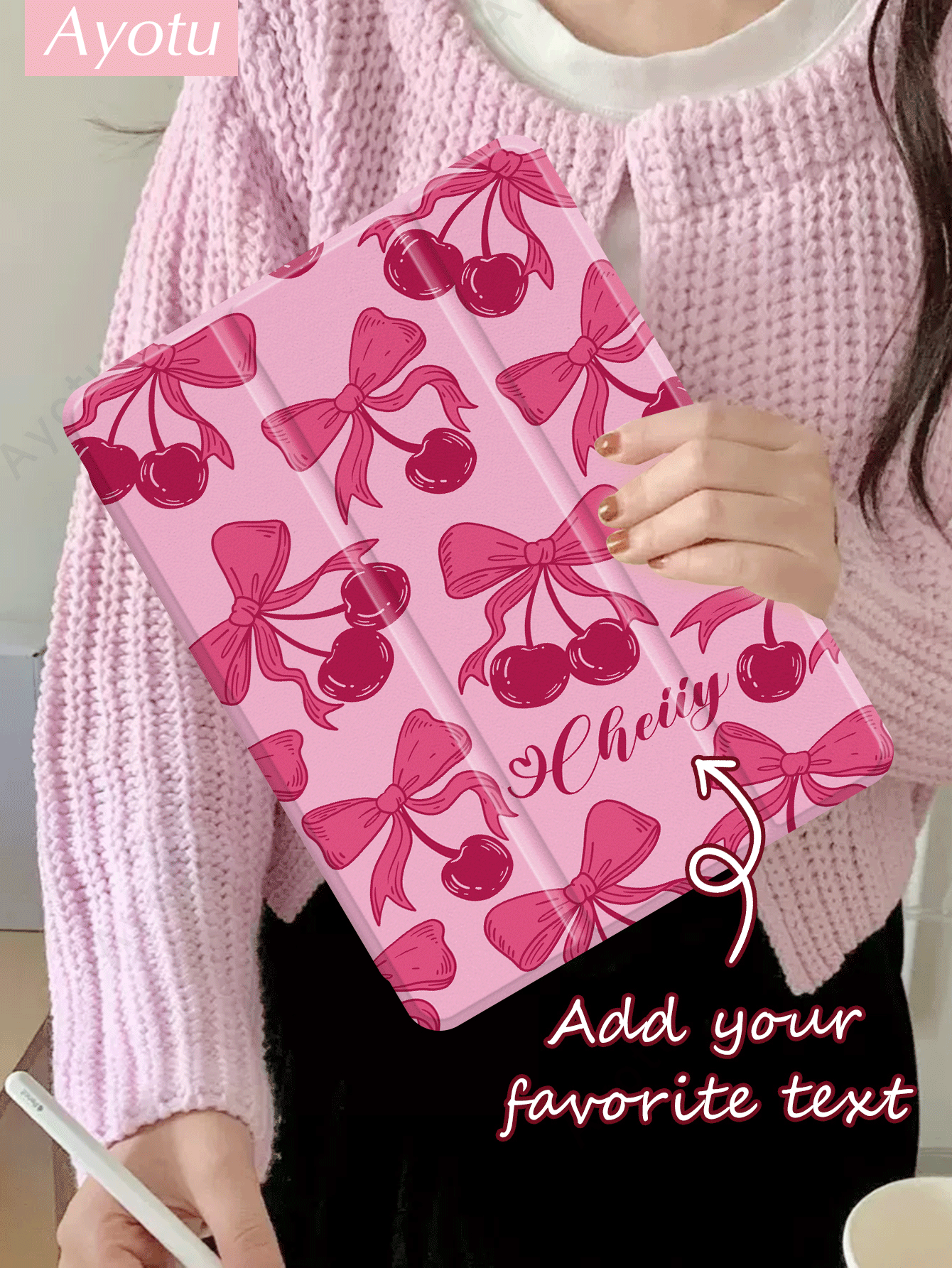 Ayotu 1 pieza Funda protectora personalizada para iPad con diseño de nombre y texto, funda personalizada compatible con iPad de 10.ª generación, iPad Pro 11 pulgadas (M4)-2024, Galaxy Tab S7/S8 de 11 pulgadas, con ranura para lápiz, función de suspensión/activación, gran regalo para niños, familia, mascotas, cumpleaños, aniversario, Año Nuevo, vuelta al colegio - Multicolor - Añade 8