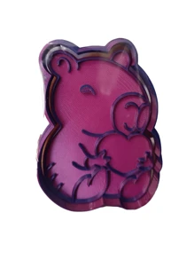 cortador para galleta capibara corazón cortador+ sello  cortador para galleta decoración con royal icing - Morado Violeta - Ver 1