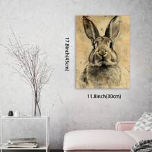 Framed Vintage Rabbit Sketch Canvas Wall Art - Contemporary Antique Rustic Farmhouse Easter Bunny Decor, Featherless, Ready To Hang GSWC77 Home Decoration, High Quality Decorative Posters, Dormitory, Gym, Bar, Cafe, Arcade, Room Living Room Wall Decoration Painting, Perfect Gift, Spring Decoration Painting