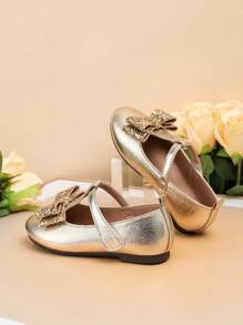 Fashionable & Versatile Children Flat Shoes, New Style Girls Bow Decor Flats