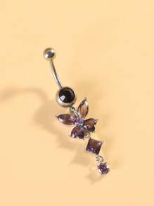 1 Set (7pcs) White Stone Butterfly Zirconia Navel Rings, Women Belly Button Piercing Crystal Navel Studs Body Jewelry Set