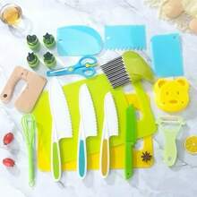 11/13/17PCS Juegos de cocina Herramientas de cocina Montessori reales para niños pequeños Cuchillos seguros para niños de 2/3/4/5/6/7/8 años - 13 piezas1 - Ver 4