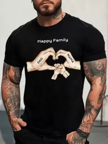 Customization Personalized Men's Comfortable Casual Loose Fit T-Shirt ,Add Your Dad Mama Name And Son Daughter Name ( Father's Day Gift,Mother's Day Gift, Family Gathering,Anniversary Gifts, Birthday Gift - Black - View 3
