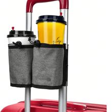 行李箱手柄储物袋，带杯子和饮料架，适用于所有行李箱手柄，水瓶袋，水瓶水袋，水瓶，水瓶旅行瓶，学校用，户外徒步，骑自行车，跑步，露营，旅行配件，旅行必需品，学校用包，学校配件，学校用品