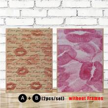1/2pcs Frameless Vintage Red Kiss Lips Prints Canvas Posters, Red Mouth Kisses Wall Art Home Decor,High-Definition Canvas Printing Decoration Painting For Home Gifts, Living Room, Bathroom, Bedroom,Canvas Wall Art Gift,No Frames
