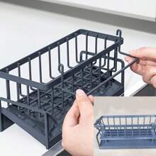 带布架的多功能塑料厨房水槽收纳架 - 节省空间的海绵、肥皂、刷子和毛巾储存架 - 带水龙头海绵架的水槽和卫生间排水架，非食品接触安全