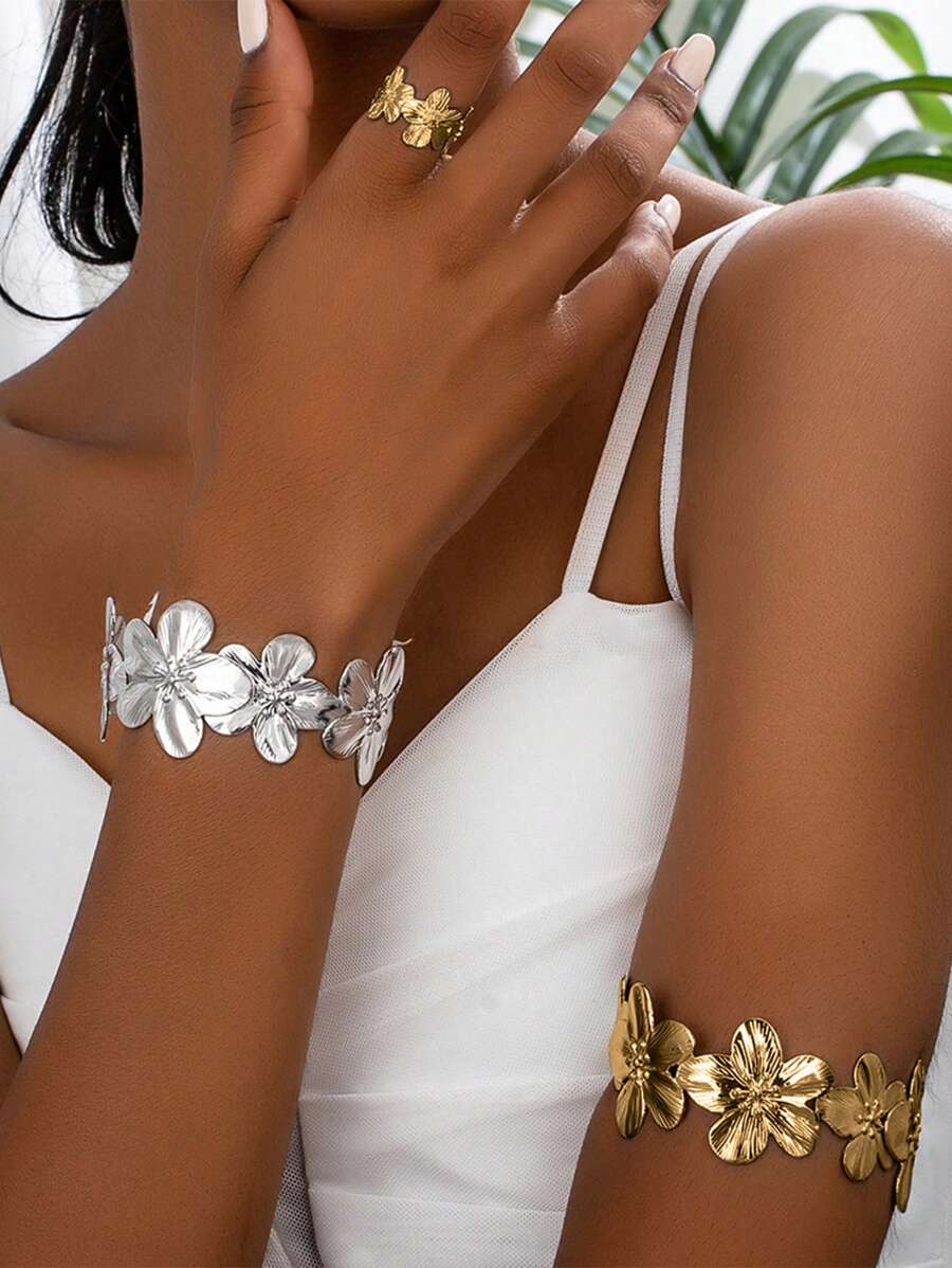 1 件简约几何花瓣串珠手链，适合女士日常佩戴 - 彩色 - 查看 1