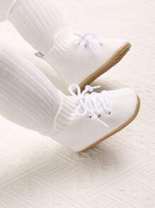 1 Pair 0-1 Year Old Infant Solid Color Breathable Soft Rubber Sole Casual Sport Shoes, Suitable For Spring And Autumn