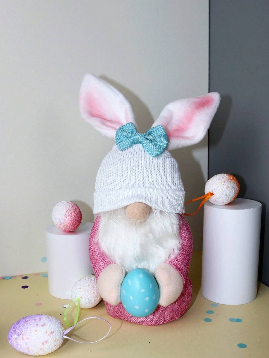 1 件 - 复活节兔子小雕像装饰，复活节派对场景装饰娃娃，适用于家居装饰和主题派对装饰