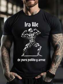 PLAYERA CAMISETA MEMES CALAVERA GYM Y URBAN CALACAS CHIDAS CABALLERO DE PURO POLLITO - Negro - Ver 1